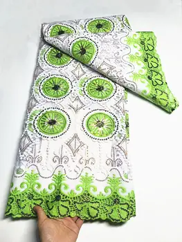 NTSN02 Лимонено зелено+бяло! Търговия на едро африканска мрежа дантела с пайети, добре изглеждащи бродирани мляко коприна дантела за парти / сватбена рокля