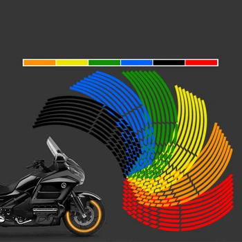 1 Комплект 5 цвята автомобилни стилизиращи ленти Светлоотразителни мотокрос велосипед мотоциклет колело стикери и стикери 17/18 инчов светлоотразителни джантата лента
