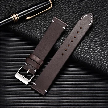 Ultra-thin Quick Release Leather Watchband 18mm 20mm 22m 24mm гривна Smart Watch Straps Soft Matte Wristwatch Band