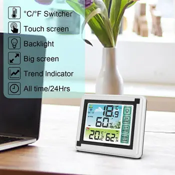 Метеорологична станция Цифров термометър Времето Вътрешен външен термохигрометър Сензор LCD цветен екран