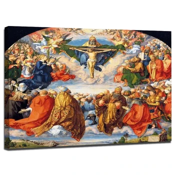 Свети Кристофър носи Христовото дете Умножение на хлябовете Католически Ден на Вси Светии Платно Стенно изкуство от Хо Ме Лили Деко