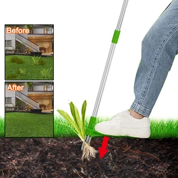 Root Remover Outdoor Weeder Portable Manual Garden Lawn Long Handled Aluminum Stand Up Weed Puller Лек с педал за крака