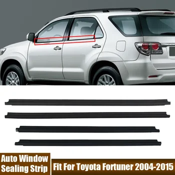 4Pcs Уплътнителни ленти за прозорци на автомобилни врати Черно стъкло Водоустойчива лента за времето Гумена годна за Toyota Fortuner 2004-2015 Аксесоари за кола