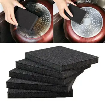 Black Magical Sponge Pot Четка за почистване на котлен камък Emery Rust Remover Четка за чинии Избършете Скраб Pot Cleaner Кухненски аксесоари