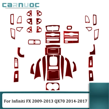 Въглеродни влакна червени стикери за Infiniti FX 2009 2010 2011 2012 2013 QX70 2014 2015 2016 2017 Интериорни аксесоари за автомобилни стайлинги