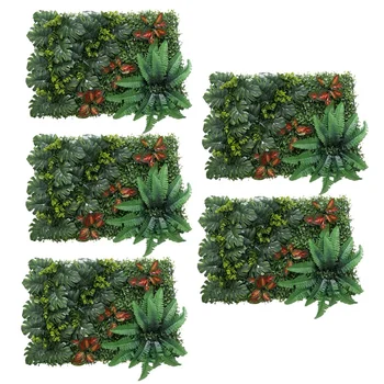 5X изкуствена трева DIY миниатюрна морава, градински орнамент, червени листа