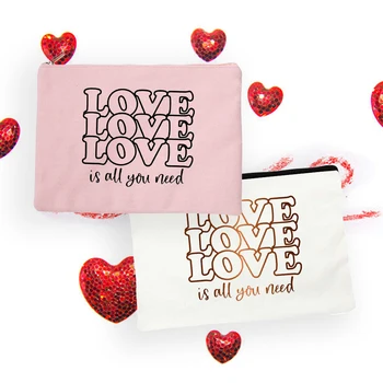 Любовта е всичко, от което се нуждаете Жени Козметични калъфи чанта Мода Случайни червило съхранение цип торбичка грим чанти Свети Валентин подаръци