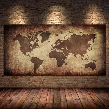 Картата на света Ретро платно живопис реколта плакат печат стена карта фотография фон плат хол дома декор без рамка