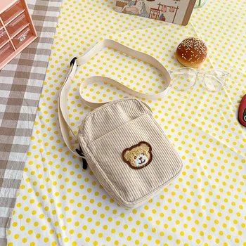 1Pc кадифе мечка детски студент рамо диагонал мобилен телефон промяна сладък мода рамо чанта женски