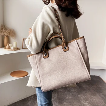 голям капацитет голяма пазарска чанта случайни жени рамо чанти мода големи чанти за женски верига рамо чанти реколта марка дизайн чанта