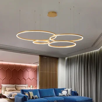 Модерни светодиодни полилеи за хол трапезария кухня спалня кръг висулка светлина висяща лампа нов полилей осветление