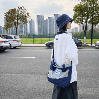 2023 Нова деним дамска чанта студентска чанта за рамо кръстосана чанта дънки Пазарска еко чанта Корейски куриерски чанти Y2K пачуърк чанти Пътуване