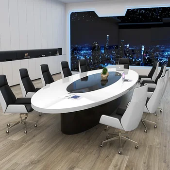 Стилен минималистичен модерен офис договаряне за маса и стол комбинации с печена боя
