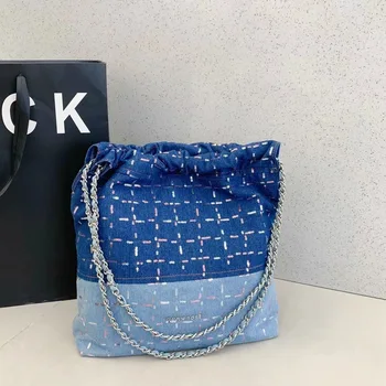 Деним верига рамо чанта моден дизайнер Жан жени високо качество верига подмишниците чанта кръстосване малки чанти пратеник чанти чанти