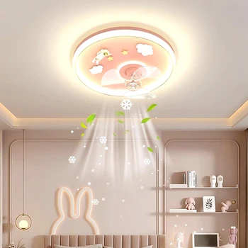 Nordic розова спалня Таванен вентилатор с LED светлина и управляващ електрически вентилатор Таванни лампи трапезария Таванни лампи вътрешно осветление
