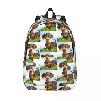 Дакел куче сладък портрет изкуство карикатура кучета жена раница bookbag случайни рамо чанта преносимост пътуване раница училище чанти