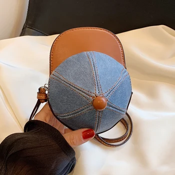 Модна прашка чанта за дама момичета шапка дизайн творческа чанта телефон чанта тенденция мини crossbody чанта женски 7 цвят кожа пратеник чанта