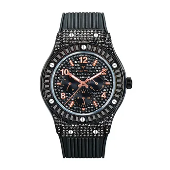 2023 Мода висок клас пълен диамант силиконова лента многофункционален бизнес Нов мъжки кварцов часовник