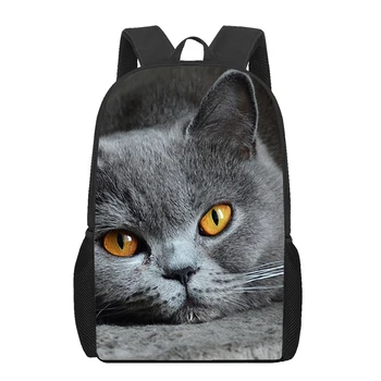 Британска късокосместа котка Училищни чанти за момичета Момчета Печат Детски раници Жени Mochila Студентска книжна чанта Детска чанта за рамо