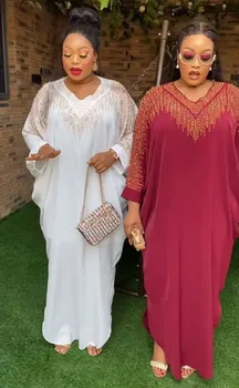 Африка облекло плюс размер африкански рокли за жени лукс 2024 мюсюлманска мода Кафтан вечерно парти дълго макси рокля Boubou роба