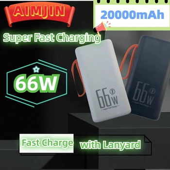 20000mAh Power Bank 66W бързо зарядно устройство с висок капацитет Powerbank Externe Led светлина фенерче за телефон лаптоп Batterie