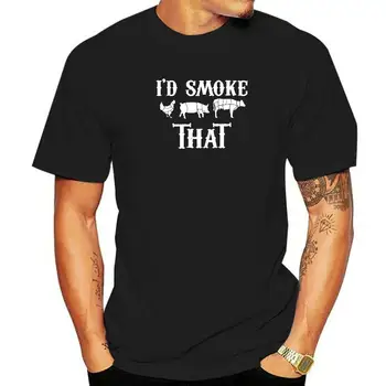 Бих пушил, че смешно барбекю пушач баща барбекю скара тениска мода смешно T риза памук мъжки върхове & тройници случайни