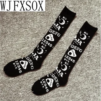 WJFXSOX нови черни анимационни дамски чорапи дишащи абсорбиращи памучни чорапи коляното женска личност Meias жени Harajuku коноп чорапи