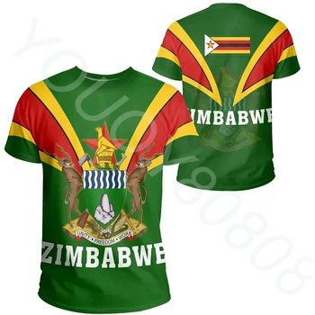 Африкански регион T Shirt Етническо облекло Casual Print Зимбабве T Shirt Fangs Style Мъжки и дамски върхове