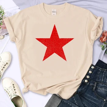 Руска червена звезда тениска жени комикс улично облекло тениска момиче японски дрехи