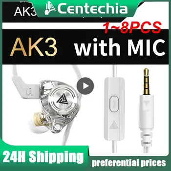 1~8PCS AK3 в ухото слушалка с микрофон Динамични слушалки за драйвери Стерео спортни слушалки HIFI субуфер слушалки Слушалки за уши с капачки за уши