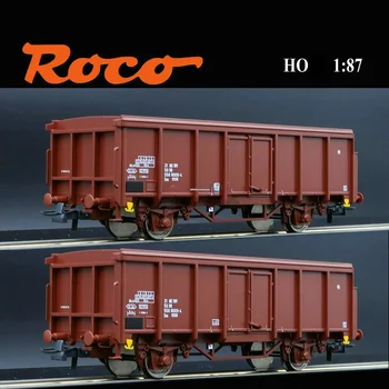ROCO влак модел 1:87 HO DR четвърто поколение гондола товарен вагон с две ясни ребра и тъмно червен електрически влак играчка