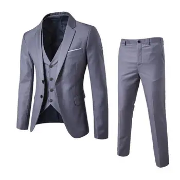 Men Classic 3 Pieces Set Suit Wedding Suits For Men Slim Suit Jacket Pant Vest Suit Men Tuxedo Single Breasted Plus Szie S-3xl