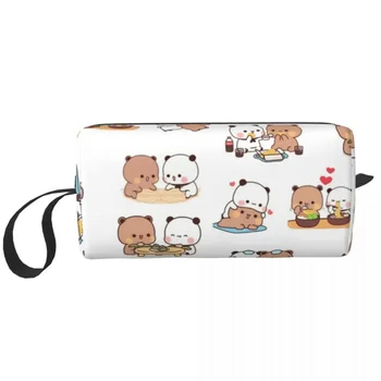 праскова и гома сладък грим чанти mochi брауни мечка тоалетна козметична чанта мода пътуване грим организатор случай