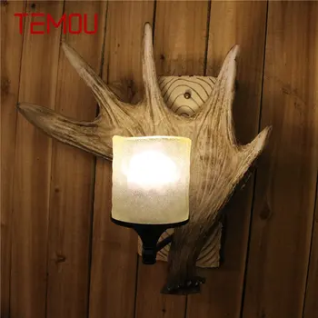 TEMOU модерни рога LED стена лампа светлина творчески Sconce вътрешен за живеене спалня нощно шкафче декор