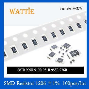  SMD резистор 1206 1% 887R 909R 910R 931R 953R 976R 100PCS / партида чип резистори 1 / 4W 3.2mm * 1.6mm