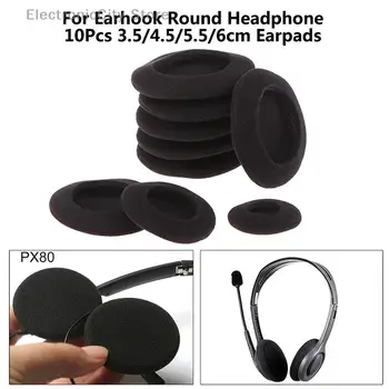 Висока еластичност 10Pcs дебела черна гъба капак наушници възглавници наушници подложки за уши 3.5 / 4.5 / 5.5 / 6 см за ухо кръг слушалки