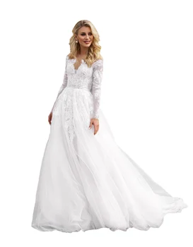 YNQNFS Булчинска сватбена рокля без гръб Сватбена рокля в бохемски стил Бяла абитуриентска рокля с V-образно деколте Тюл плат