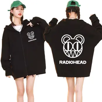 Rock Band Radiohead Logo Zipper Hoodie Мъжки Harajuku ретро цип нагоре суитчър пънк хип-хоп стил извънгабаритни яке качулки Унисекс
