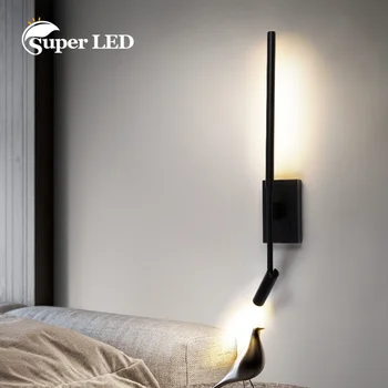 Стенна лампа спалня нощно шкафче скандинавски модерен минималистичен хол фон стена с прожектори луксозна спалня атмосфера лампа