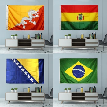 Национален флаг Бутан Боливия Босна и Херцеговина Бразилия Персонализиран печатен полиестерен вал Cover Grommets Banner 3X5FT 90X150CM