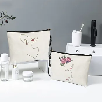Abstract Line Art Nordic минималистичен стил грим чанта пътуване тоалетни комплекти секси лице линия платно козметични торбичка чанти подарък за нея